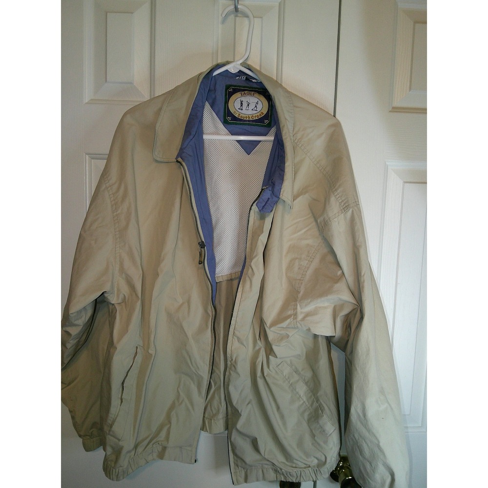 Vintage Eagle by South Creek‎ Golf Jacket Lightweight Windbreaker Zip Beige 2XL